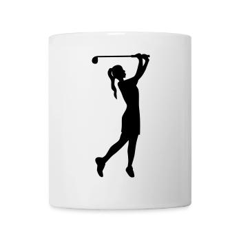 Golferin Silhouette, Golf Abschlag Damen Golf  - Tasse - Weiß - Vorne