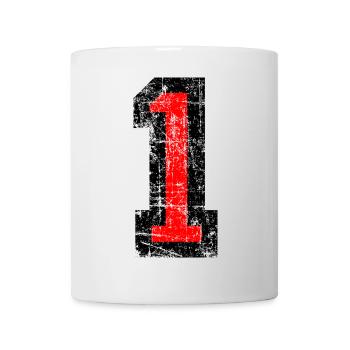 Zahl Eins (Vintage Rot) 1. Geburtstag Nr. 1 - Tasse - Weiß - Vorne