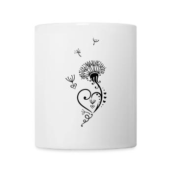 Dandelion with hearts in Tribal-, Tattoo Style. - Mug - white - Front