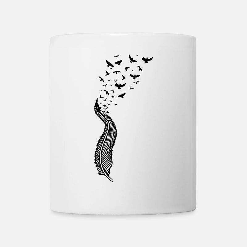 Feder und Vögel, feather with birds - Tasse - Weiß