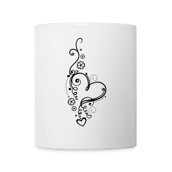 Coeur aux petits coeurs et aux fleurs - Mug blanc - blanc - Devant
