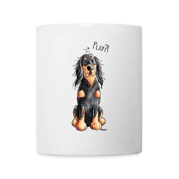 Verspielter Gordon Setter - Hund - Dog - Comic - Tasse - Weiß - Vorne