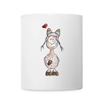 Lama mit Herz - Alpaka - Comic - Geschenk - Tasse - Weiß - Vorne
