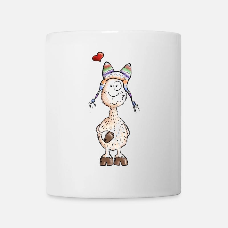 Lama mit Herz - Alpaka - Comic - Geschenk - Tasse - Weiß