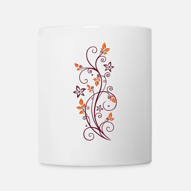 Vrille en filigrane avec des feuilles et des fleur - Mug blanc - blanc