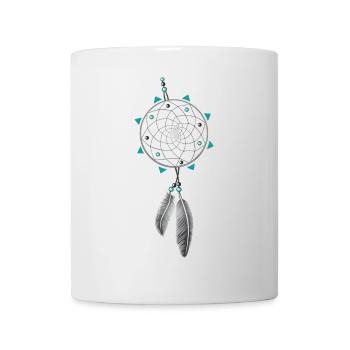 Capteur de rêves avec des perles et des plumes. - Mug blanc - blanc - Devant