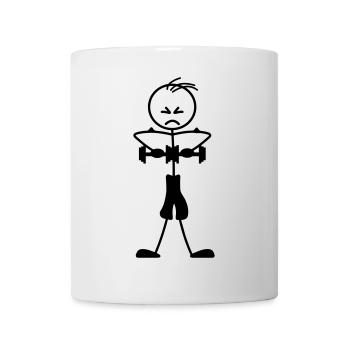Weight training of wire figure logo, emblem - Mug - white - Front