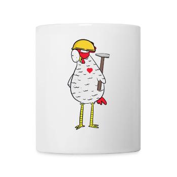 Handwerker Huhn Hammer Herz Baustelle Berufe Job - Tasse - Weiß - Vorne