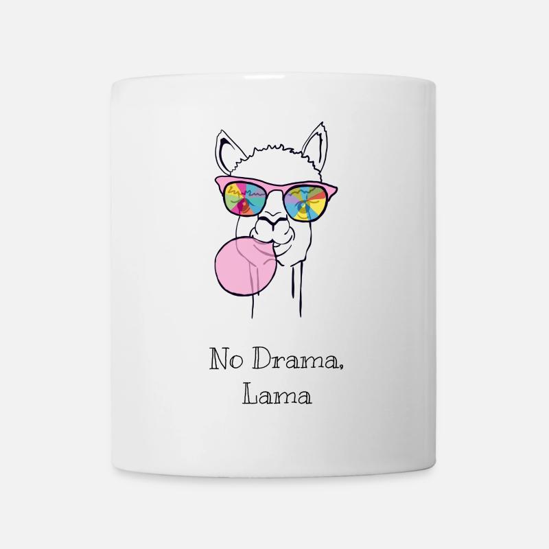 Buntes Lama mit Regenbogenbrille - Tasse - Weiß