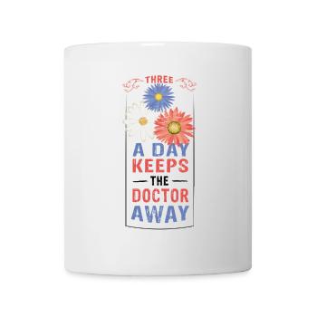 Trois fleurs par jour éloignent le médecin - Mug blanc - blanc - Devant