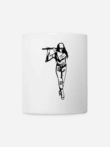 Flötenmädchen Skizze - Tasse - Weiß
