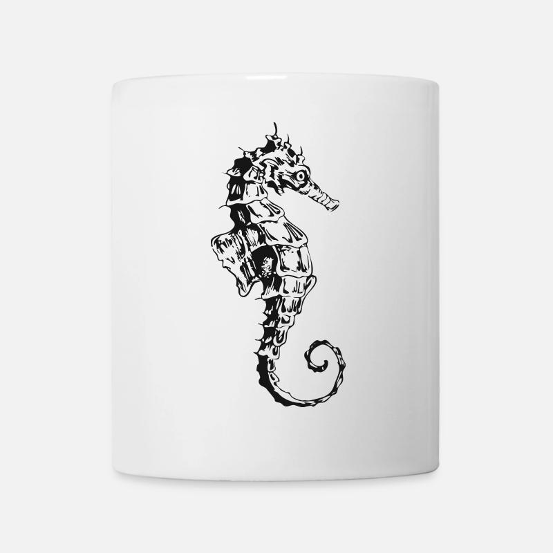 seepferdchen retro vintage illustration wasser LOL - Tasse - Weiß
