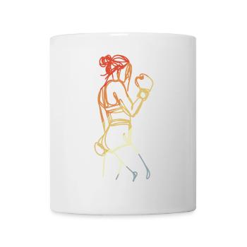 Weiblicher Boxer Retro - Tasse - Weiß - Vorne