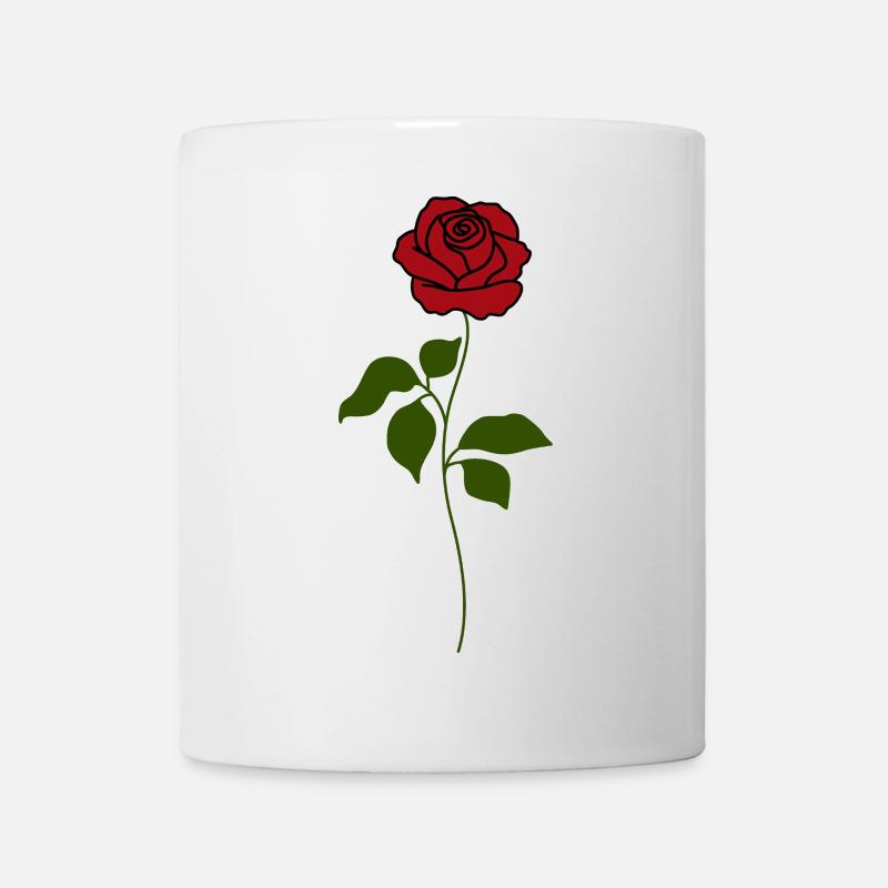 Rose Red Green Stem - Mug - white