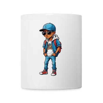 Cooler Cartoon-Teenager - Tasse - Weiß - Vorne