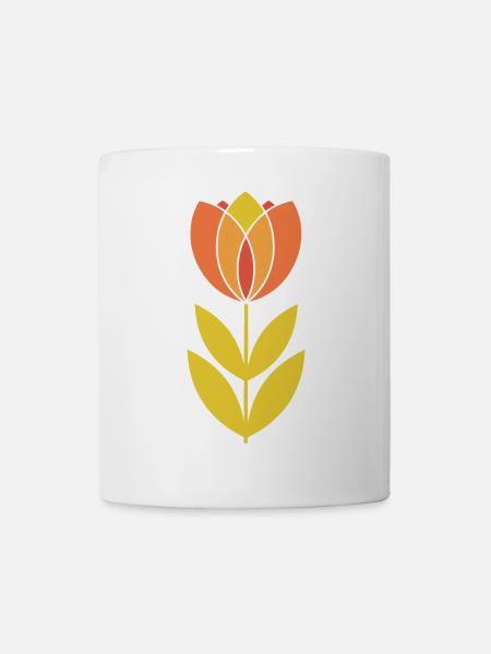 Mid-Century Tulpenblume - Tasse - Weiß