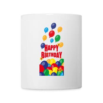 Happy Birthday mit vielen Luftballons. - Tasse - Weiß - Vorne