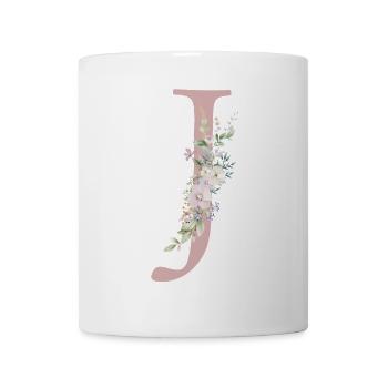 J Monogram, Floral, Personnalisable - Mug blanc - blanc - Devant
