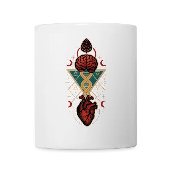 Herz Verstand Tannenzapfen DNA Heilige Geometrie Kunst - Tasse - Weiß - Vorne