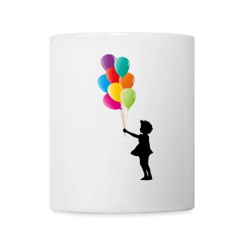 Fille avec des ballons colorés - Mug blanc - blanc - Devant