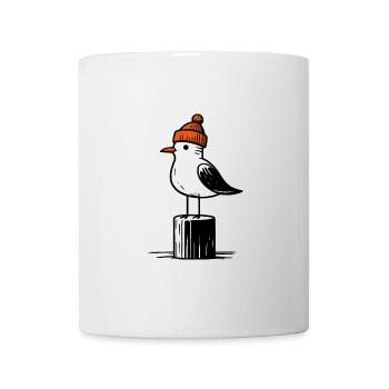 North Sea Harbor Moin Seagull Hat Beanie Pier Pier Pillar - Mug - white - Front