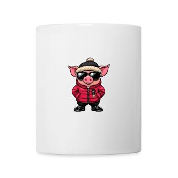 Cochon Hiver Bande Dessinée - Mug blanc - blanc - Devant