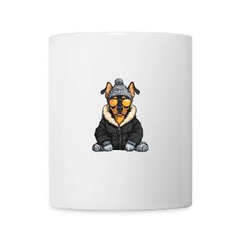 Doberman chien bande dessinée d’hiver - Mug blanc - blanc - Devant
