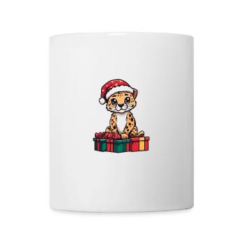 Cadeaux de bande dessinée de Noël guépard - Mug blanc - blanc - Devant