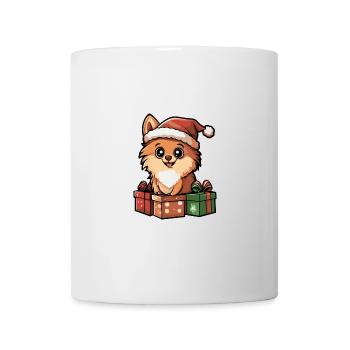 Chiens de Poméranie Cadeaux de bande dessinée de Noël - Mug blanc - blanc - Devant