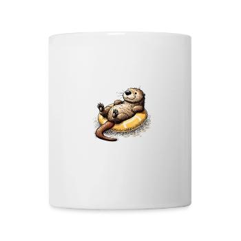 Playful Otter Floating Fun Summer Design - Tasse - Weiß - Vorne