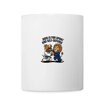 Judo for sports and self-defense with lion - Mug - white - Front