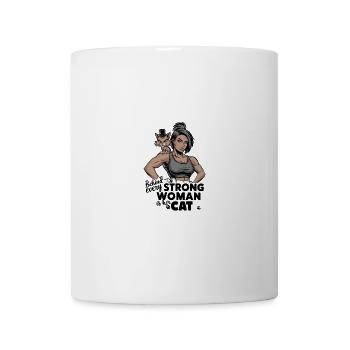 Derrière chaque femme forte se trouve son chat - - Mug blanc - blanc - Devant