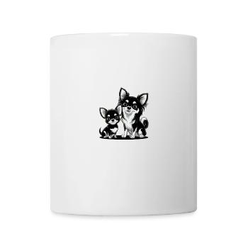 Chiwawa Liebe: Mutter und Welpe in Schwarz-Weiß - Tasse - Weiß - Vorne