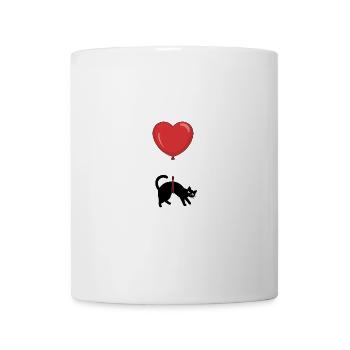 Chat noir avec ballon cœur pour les amoureux des chats - Mug blanc - blanc - Devant