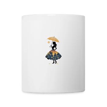 Urban silhouette with umbrella and - Mug - white - Front
