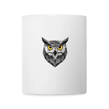 Low Poly Eule – modernes Design für Schlaue - Tasse - Weiß - Vorne
