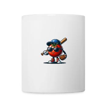 Funny baseball player with tomato - Mug - white - Front