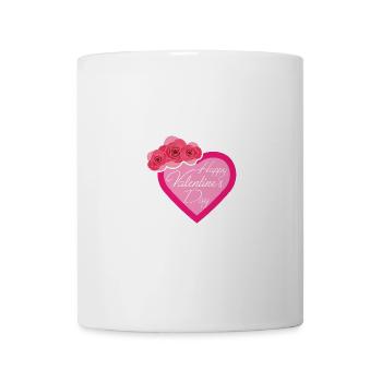 Happy Valentine's Day Heart with Rose Motif - Mug - white - Front