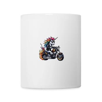 Licorne de moto avec crinière arc-en-ciel et flammes - Mug blanc - blanc - Devant