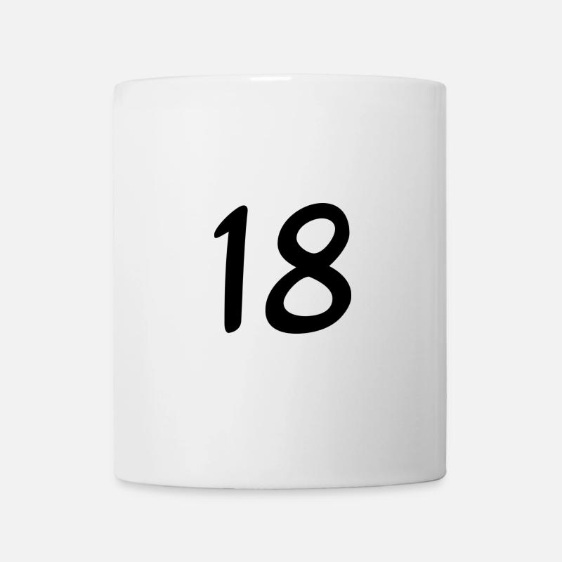 18. 18 ANS. 18e ANNIVERSAIRE. ANNIVERSAIRE 18 ANS. - Mug blanc - blanc