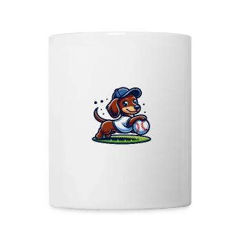 Niedlicher Dackel Baseballspieler Sport - Tasse - Weiß - Vorne