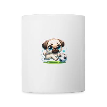 Cute Pug Dog Soccer Player Ball Champion - Mug - white - Front