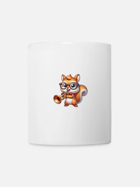 Niedliches Eichhörnchen Mit Trompete - Tasse - Weiß