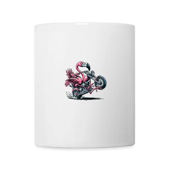 Flamingo Auf Motorrad Abenteuer - Tasse - Weiß - Vorne