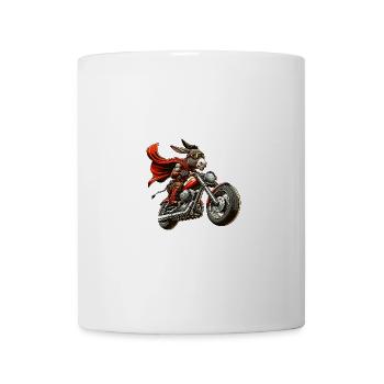 Funny donkey on motorcycle with cape - Mug - white - Front