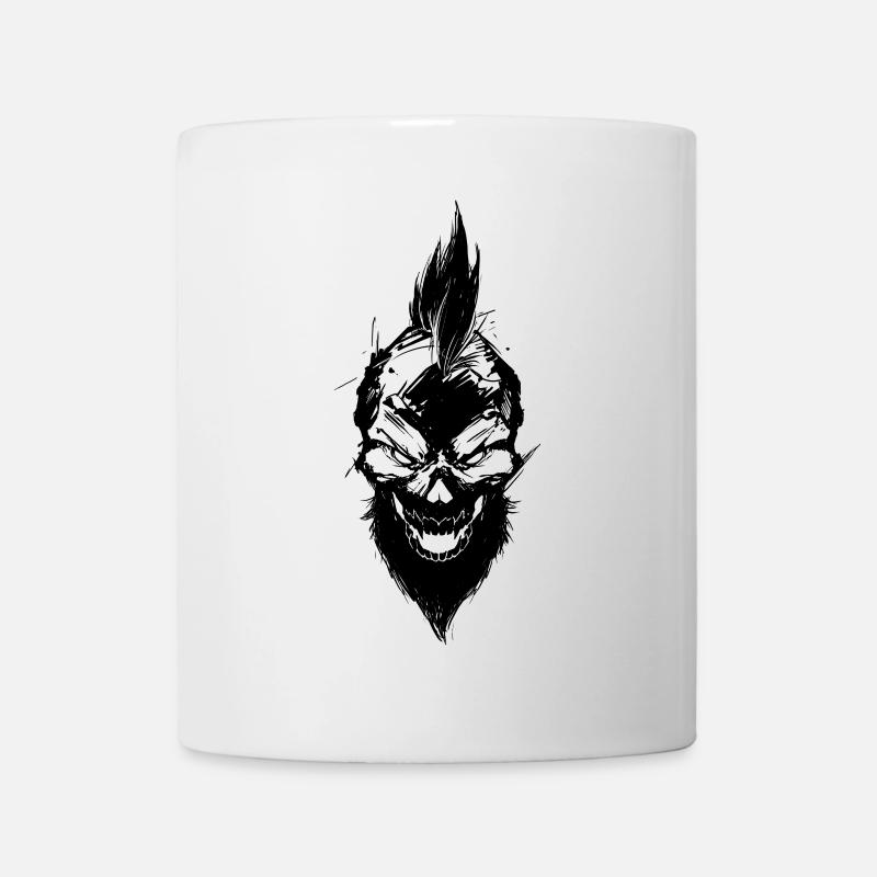 mauvais crâne avec mohawk - Mug blanc - blanc