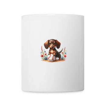 Süßer Dackel mit Baseball Humor - Tasse - Weiß - Vorne