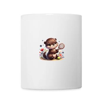 Mignon joueur de tennis loutre - Mug blanc - blanc - Devant
