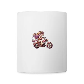 Unicorn On Motorcycle With Flowers And Peace - Mug - white - Front