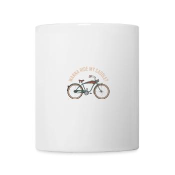 Fahrrad Abenteuer: Wanna Ride My Saddle? - Tasse - Weiß - Vorne
